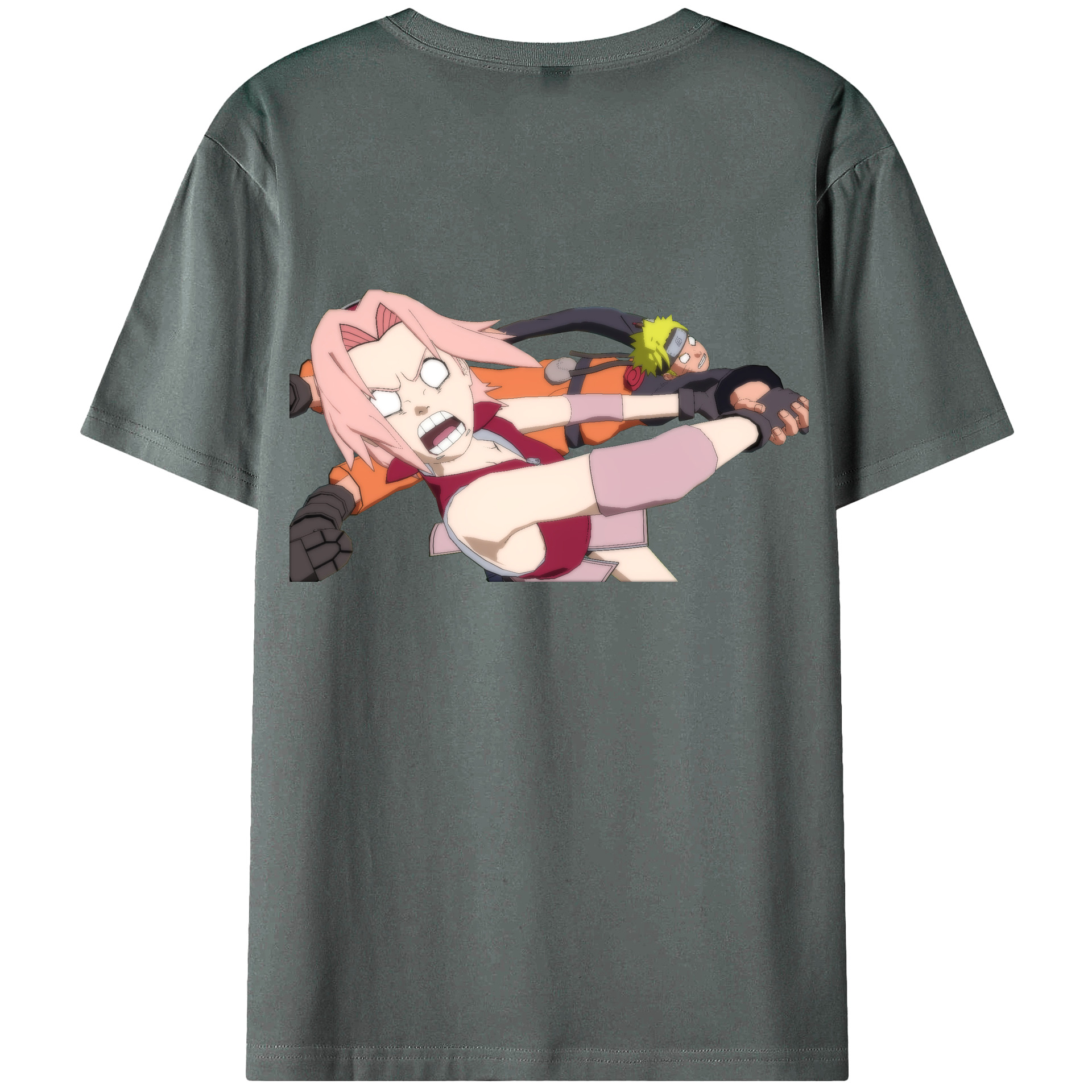 （画像用） NARUTO -ナルト- 春野サクラ Haruno Sakura 綿100％ メンズ半袖Tシャツ（バックプリント） 通気性